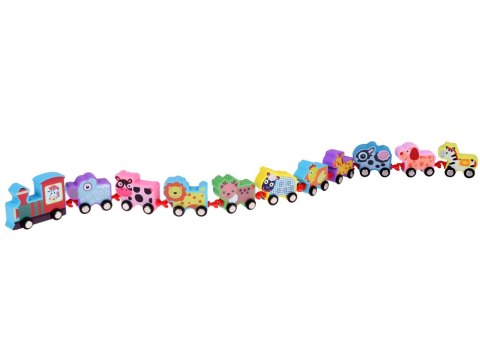 Auta Klocki drewniane zwierzątka lokomotywa pociąg 11 ele. ZA3600