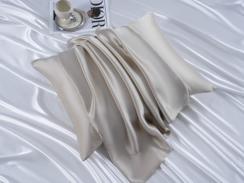 Poszewka jedwabna 40x40 beżowa jednobarwna Premium