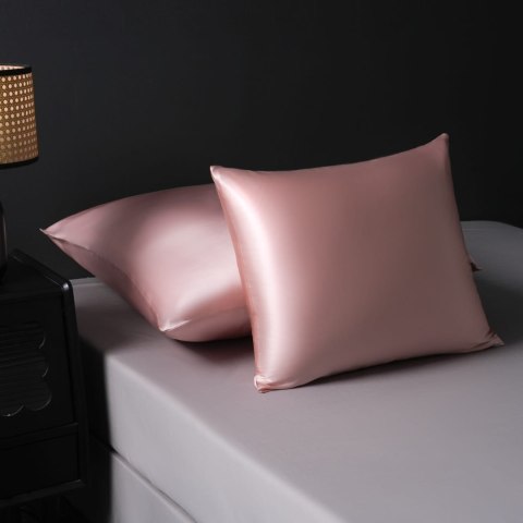 Poszewka jedwabna 40x40 pudrowa różowa jednobarwna Premium