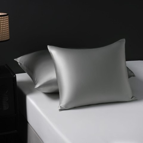 Poszewka jedwabna 40x40 szara jednobarwna Premium