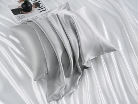 Poszewka jedwabna 40x40 szara jednobarwna Premium