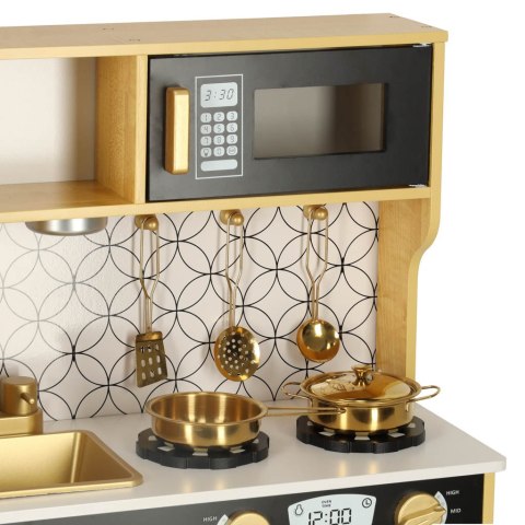 Kuchnia dla dzieci drewniana LULILO ORO z lodówką tablicą kredową złota