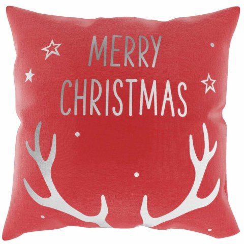 Poszewka świąteczna 45x45 Horn czerwona srebrna BN23