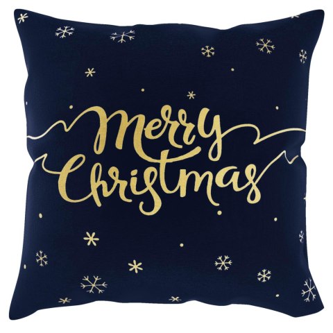 Poszewka świąteczna 45x45 Snow granatowa złota Merry Christmas BN23