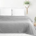 Koc narzuta 200x220 Soft srebrny z mikrofibry prążki D91