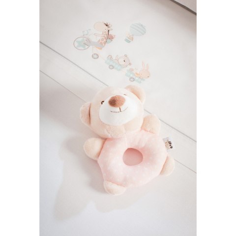 Grzechotka pluszowa zabawka Miś beżowy różowy 17cm