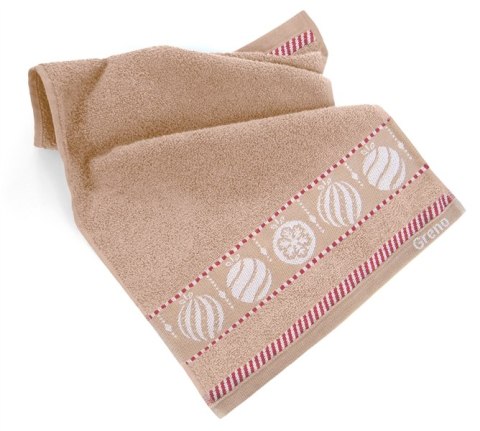 Ręcznik Xmas Mess 30x50 beżowy bombki świąteczny Greno