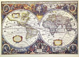 Mapa świata 1630r. - J.Hondius reprint - M1630 - Prezent dla historyka