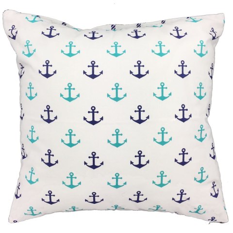Poszewka bawełniana 50x60 R010 biała kotwice stery granatowe miętowe