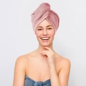Turban kąpielowy 65x23 pudrowy frotte new ręcznik do włosów na głowę