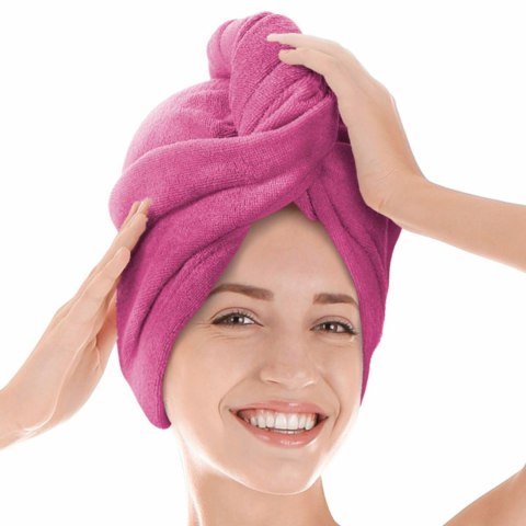 Turban ręcznik do włosów Active fuksjowy mikrofibra