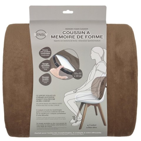 Poduszka ergonomiczna Sensly na oparcie krzesła brązowa