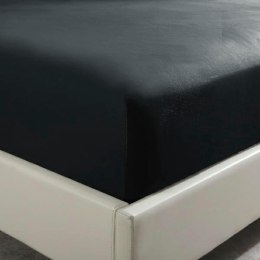 Prześcieradło satynowe 160x200 czarne jednobarwne na wysoki materac I24
