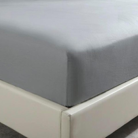 Prześcieradło satynowe 160x200 grafitowe jednobarwne na wysoki materac I24