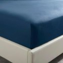 Prześcieradło satynowe 90x200 granatowe jednobarwne na wysoki materac I24