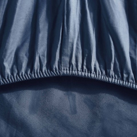 Prześcieradło satynowe 90x200 granatowe jednobarwne na wysoki materac I24