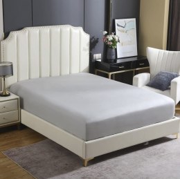 Prześcieradło satynowe 90x200 szare jasne jednobarwne na wysoki materac I24