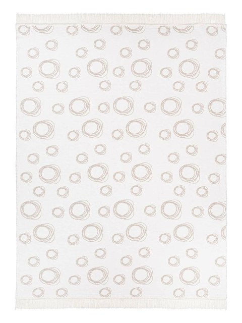 Koc bawełniany akrylowy 150x200 2140/1 Bańki mydlane szary narzuta pled wykończony frędzlami SG