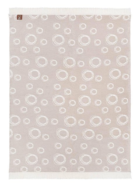 Koc bawełniany akrylowy 150x200 2140/1 Bańki mydlane szary narzuta pled wykończony frędzlami SG