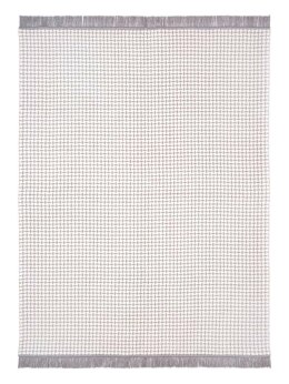 Koc bawełniany akrylowy 150x200 2148/1 Romby narzuta szary pled wykończony frędzlami SG