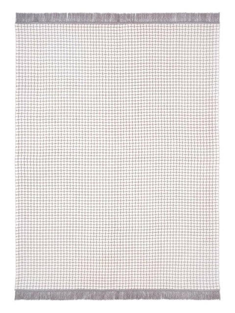 Koc bawełniany akrylowy 150x200 2148/1 Romby narzuta szary pled wykończony frędzlami SG