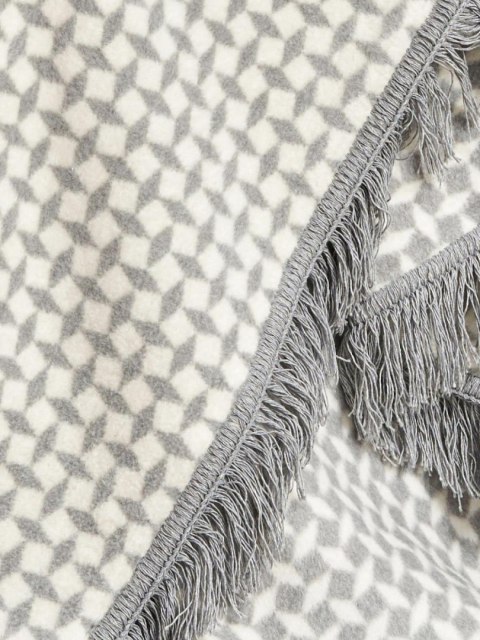 Koc bawełniany akrylowy 150x200 2148/1 Romby narzuta szary pled wykończony frędzlami SG