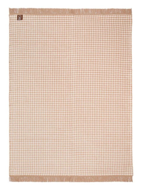 Koc bawełniany akrylowy 150x200 2148/2 Romby beżwoy narzuta pled wykończony frędzlami SG