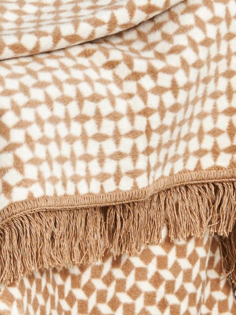 Koc bawełniany akrylowy 150x200 2148/2 Romby beżwoy narzuta pled wykończony frędzlami SG