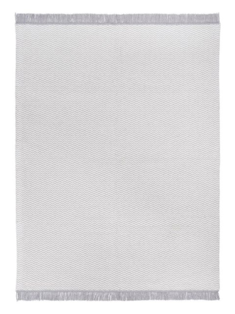 Koc bawełniany akrylowy 150x200 2149/1 Zygzak szary narzuta pled wykończony frędzlami SG