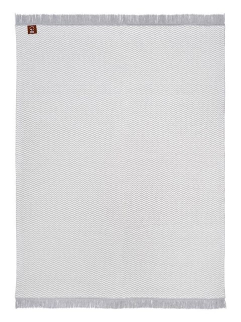 Koc bawełniany akrylowy 150x200 2149/1 Zygzak szary narzuta pled wykończony frędzlami SG