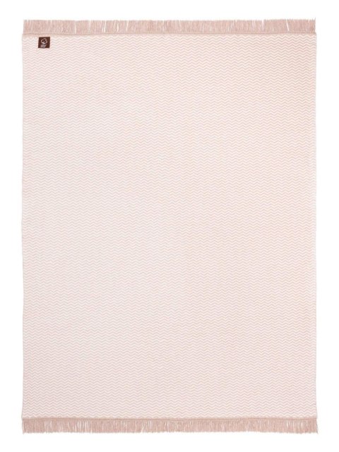 Koc bawełniany akrylowy 150x200 2149/2 Zygzak pudrowy narzuta pled wykończony frędzlami SG