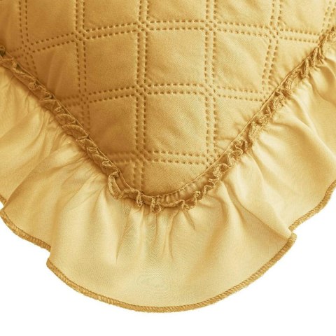Poszewka z falbanką 45x45 Ruffy musztardowa falbanka romby glamour dekoracyjna do narzuty
