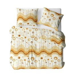 Pościel flanelowa 160x200 321N biała pomarańczowa geometria na guziki Flanela Komfort