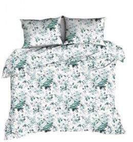 Pościel flanelowa 160x200 biała róże szare miętowe 1054 Flanela Max