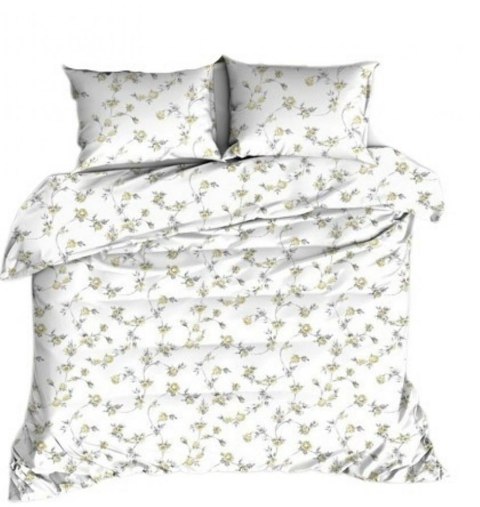 Pościel flanelowa 160x200 biała żółta kwiaty 1229 Flanela Max