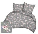 Pościel z kory 160x200 z jedną poszewką 70x80 78c grafitowa kwiat jabłoni 100% bawełniana zapinana na guziki