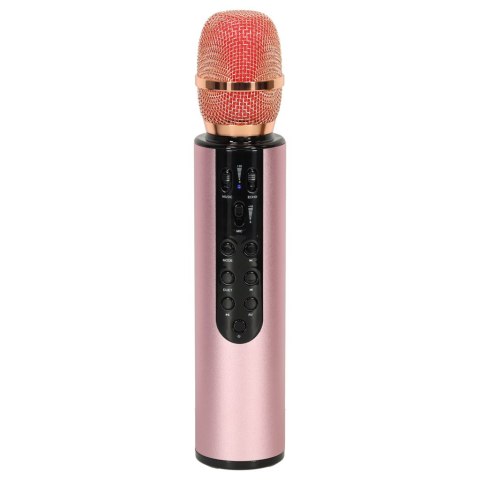 Mikrofon bezprzewodowy karaoke dla dzieci głośnik Bluetooth 2000mAh karta SD USB wysoka jakość różowy