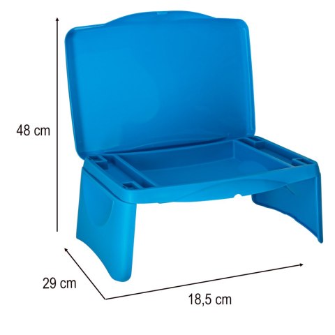 Stolik samochodowy do auta podróżny przenośny składany dla dzieci ze schowkiem niebieski