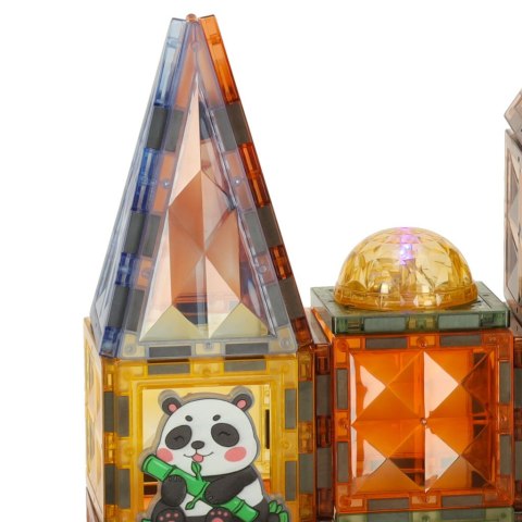 Klocki magnetyczne konstrukcyjne świecące zwierzęta 124 elementy