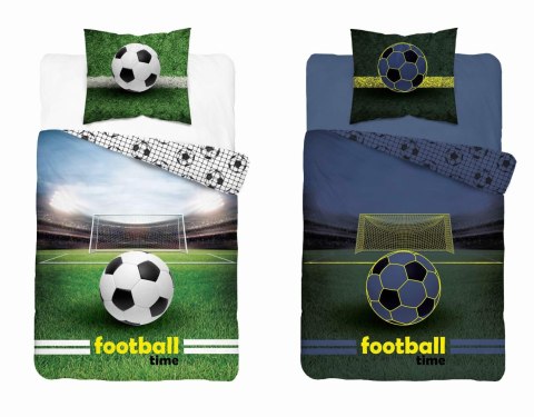 Pościel świecąca w ciemności 140x200 Piłka nożna biała czarna zielona 5206 A Fluo 40