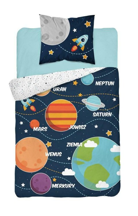 Pościel świecąca w ciemności 160x200 Kosmos planety gwiazdy bawełniana 3038 A 4273