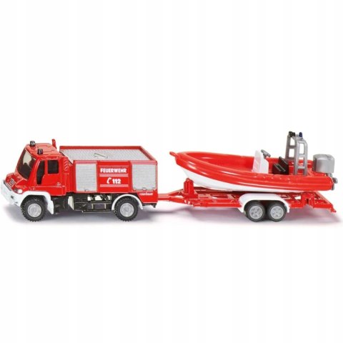 Siku Straż pożarna Unimog z łodzią model metal S1636