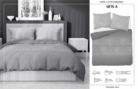 Pościel satynowa 180x200 Ornamenty szara 4816 A Home Satin 58