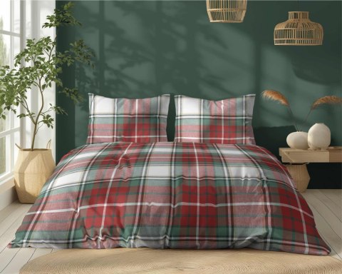 Pościel bawełniana 160x200 czerwona biała zielona kratka 5254 A Bawełna 32