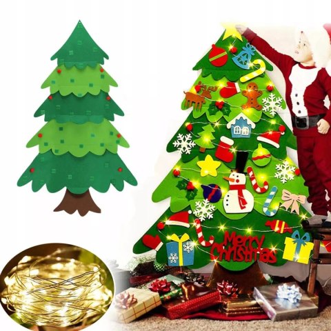 Choinka filcowa mata łańcuch led ozdoba dla dzieci A3M