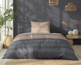 Pościel bawełniana 140x200 beżowa kremowa grafitowa pasy 5245 A Bawełna 48