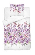 Pościel bawełniana 140x200 biała fioletowa kwiatki 5252 A Bawełna 48