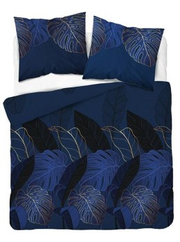 Pościel satynowa 180x200 4456 B granatowa złota liście Home Satin 126