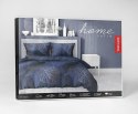 Pościel satynowa 180x200 4456 B granatowa złota liście Home Satin 126