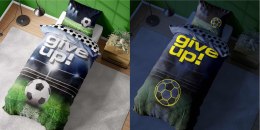 Pościel świecąca w ciemności 140x200 piłka nożna never give up 4640 A Fluo 10